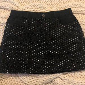 Black Denim Sequin Skirt